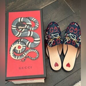 Gucci ghost leather princetown mules navy blue size Size 38/8